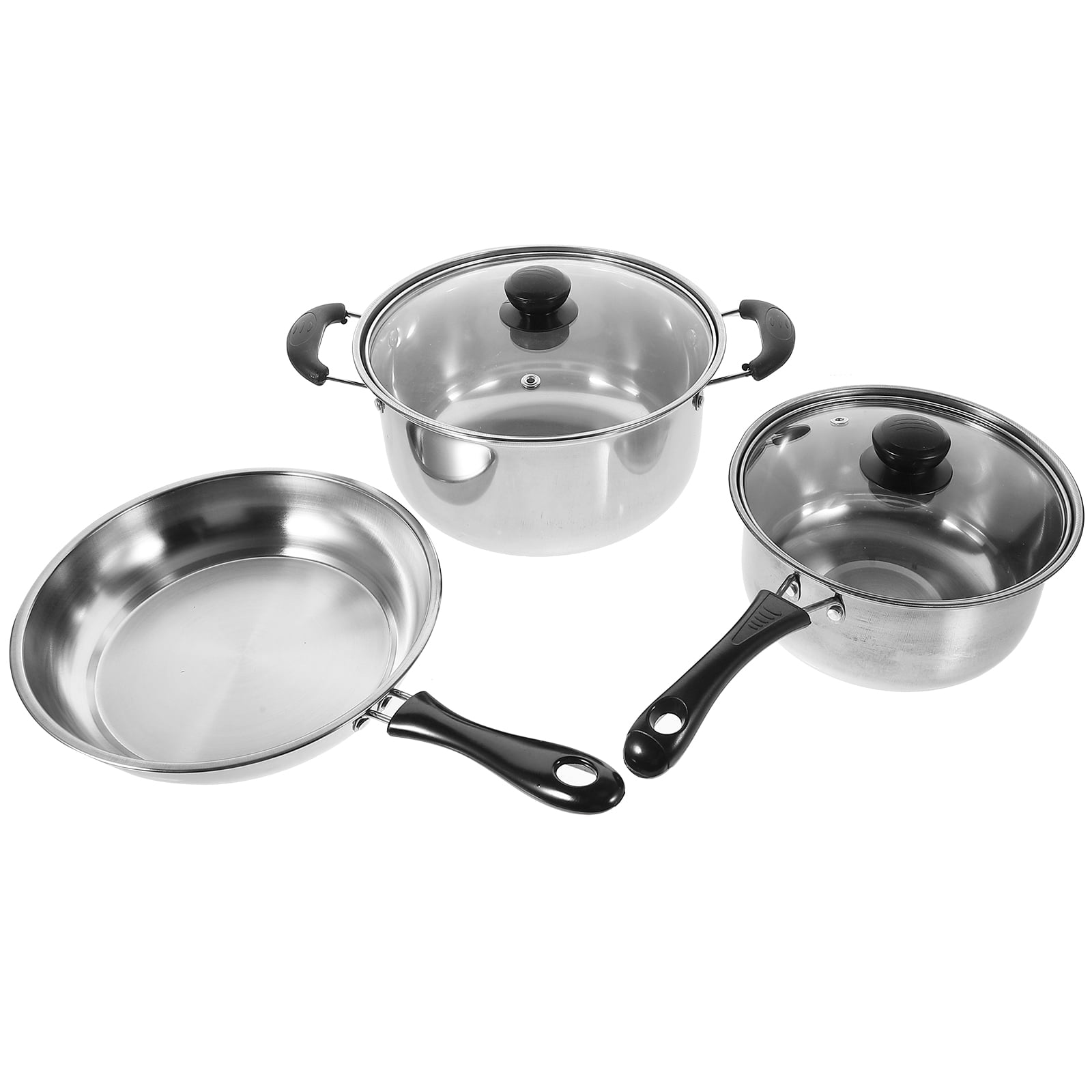 OUNONA 1 Set of Kitchen Cookware for Home Use Stainless Steel Silver