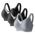 thumbnail image 2 of Kyusrd Plus Size Cut-Off Seamless Bra For Women'S 3Pcs Supportive Full Coverage Wireless Bralette Bra Adjustable Shoulder Straps Bra Soild Color Everyday Athletic Sport Bra, 2 of 9