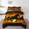 thumbnail image 2 of Erosebridal Ensembles de Literie 3D Cheval Double avec Couette, Insert de Couette Animal de Jungle, Décor Coucher de Soleil en Forêt, Réversible 3 Pcs, 2 of 7