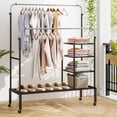 thumbnail image 4 of Costway Rolling Clothes Drying Rack Double Rods Garment Rack with Height Adjustables Silver, 4 of 10