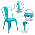 thumbnail image 2 of Chaise empilable intérieure/extérieure en métal sarcelle-bleu cristal, 2 of 9