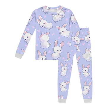 Zecgelong Ensemble de Pyjama Imprimé de Pâques à Manches Longues pour Enfants avec Haut et Pantalon Vêtements de Détente Ensembles d'Été pour Filles