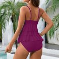 thumbnail image 4 of Dvprdro Tankinis pour Femmes Été Col en V Froncé à Volants Maillots de Bain Unis, 4 of 5