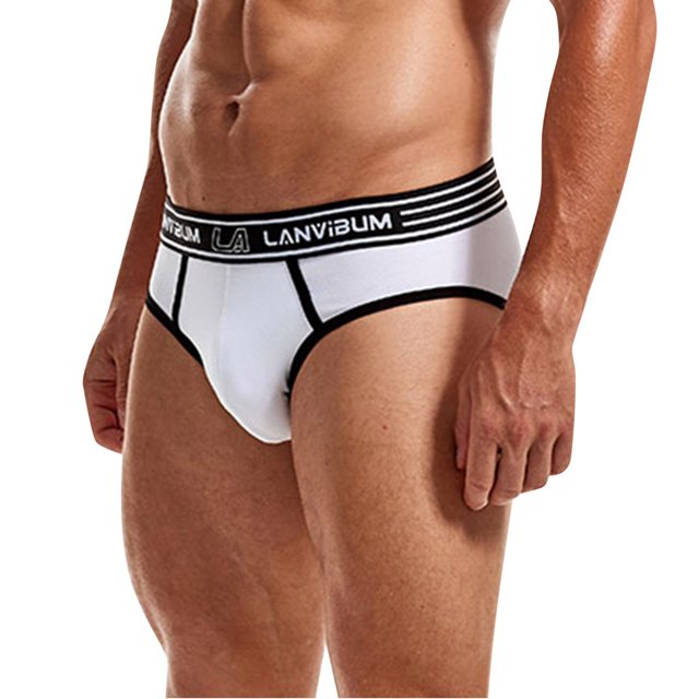 B91xZ Mens Bikini Panties Breathable Cotton Micro-Stretch Assorted Briefs,White L