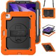 thumbnail image 1 of XYX For iPad Air 5th/4th Generation 10.9 inch 2022/2020 Case, 360 Rotating Shockproof Cover with Stand, Screen Protector, Shoulder Strap, Orange, 1 of 7