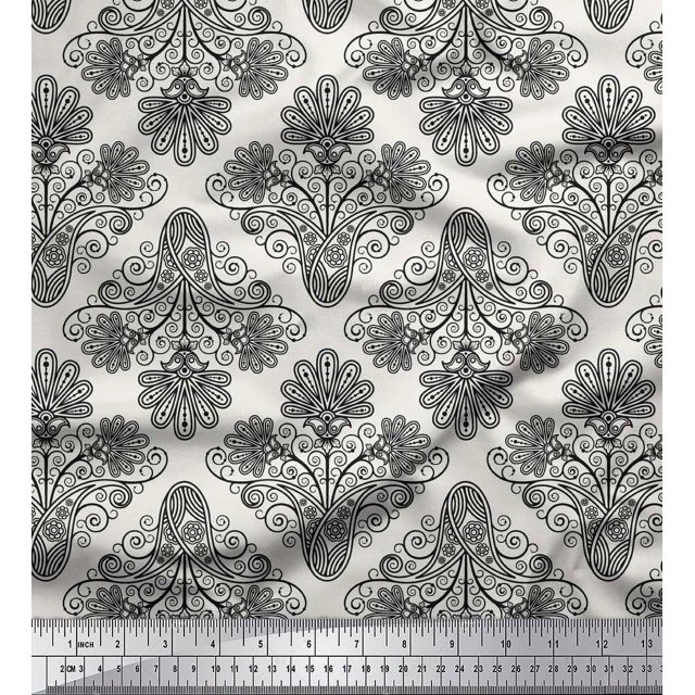 Soimoi Poly Georgette Fabric Swirls & Paisley Printed Craft Fabric by the Yard 52 Inch Wide