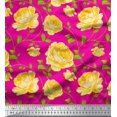 thumbnail image 1 of Soimoi Tissu Viscose Georgette Imprimé Feuilles & Roses Tissu de Couture au Mètre 42 Pouces de Large, 1 of 3