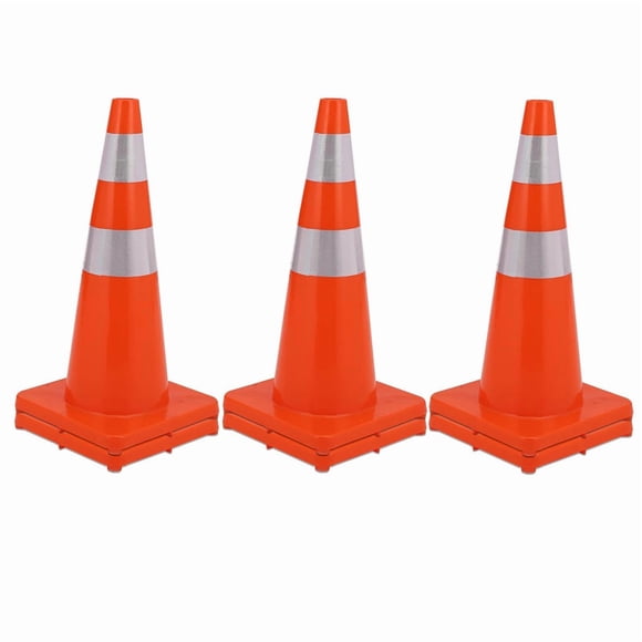 12 Pack 28" Heavy Duty Traffic Cones with Reflective Collars, PVC Safety Cones for Construction, Parking Lots, Events