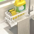 thumbnail image 4 of Étagère Organisatrice pour Éponge d'Évier de Cuisine / Support Compact d'Égouttage en Acier Inoxydable / Support Ventilé Résistant à la Rouille pour Comptoir de Cuisine et de Salle de Bain et Rangement de Zone de Préparation / Blanc Noir, 4 of 6