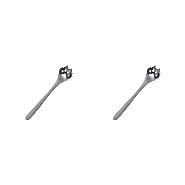 Ruiboury Exquisite Stainless Steel Mixing Spoon For Tea Essential For Tea Lovers Essential For Tea Drinking Stainless Steel Spoon Dog Paw Colander Bla 1 2Set