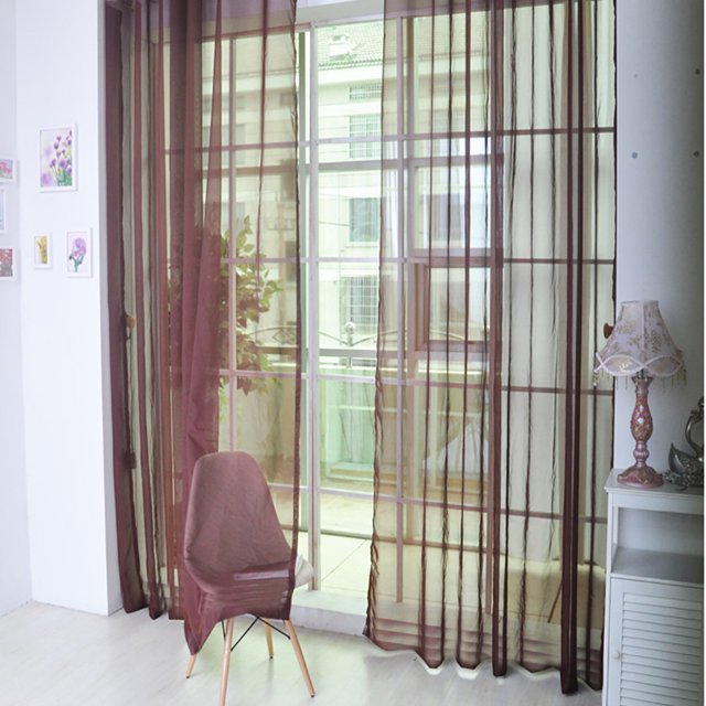 Sheer Curtain Door Window Curtains 1 Pcs Pure Color Tulle Door Window Curtain Drape Panel Sheer Scarf Valances