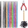 thumbnail image 1 of Kit d'Extension de Cheveux 94cm avec Outil 12 Couleurs Mélangées, 1 of 5
