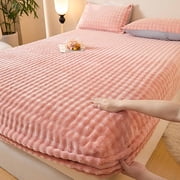 Thickened Winter Plush Velvet Fitted Sheet with 360 Degree Wrap - Soft Flannel Mattress Protector Cover in Multiple Colors