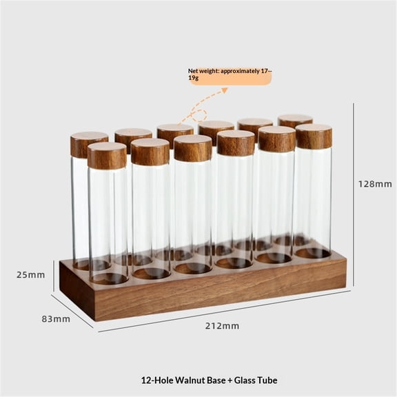 Single-dose coffee bean storage tubes Coffee Bean Cellar 12Pcs Glass vials with lids Wooden display