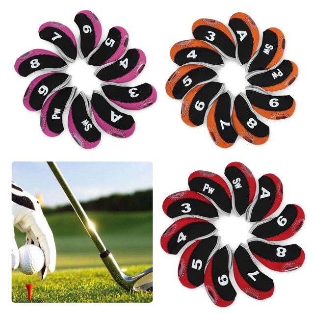 Greensen 10 Pcs Housses de Tête de Club de Golf Imperméables en Fer Ensemble de Putters Étui Protecteur Accessoire de Golf, Housses de Tête de Golf, Housse de Tête de Conducteur de Golf