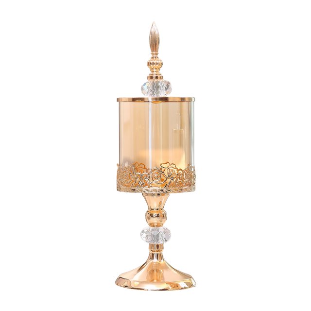braveheart Glass Covered Candy Jar Retro Fashion Glass Storage Jar For Dry Storage Durable Golden Large size