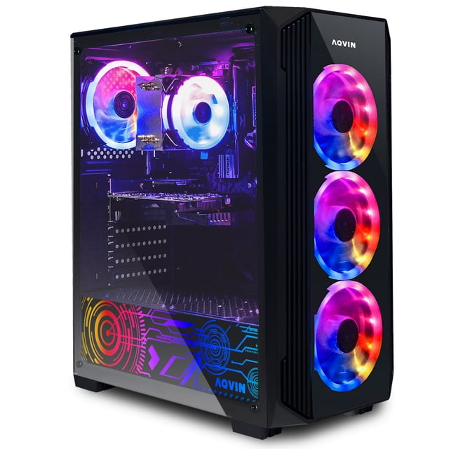 PC de Jeu AQVIN ZForce Ordinateur de Bureau - Processeur Intel Hexa-Core i7 Noir, GeForce RTX 3070 8 Go GDDR6, SSD 2 To, RAM DDR4 32 Go, Windows 11 Pro, Wi-Fi Prêt, Clavier et Souris de Jeu