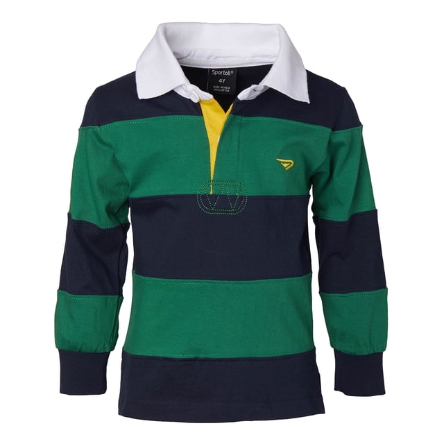 Sportoli?‚? ® Petit Garçon Polo Rugby à Manches Longues Rayé Grand en Coton 100 % - Vert (Taille 3)
