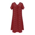 thumbnail image 1 of Kcodviy Été Dames Décontracté Court Femmes Automne Robe Formelle Manche Col en V Pois Robes d'Enseignante Robe à Imprimé Cœur, 1 of 4