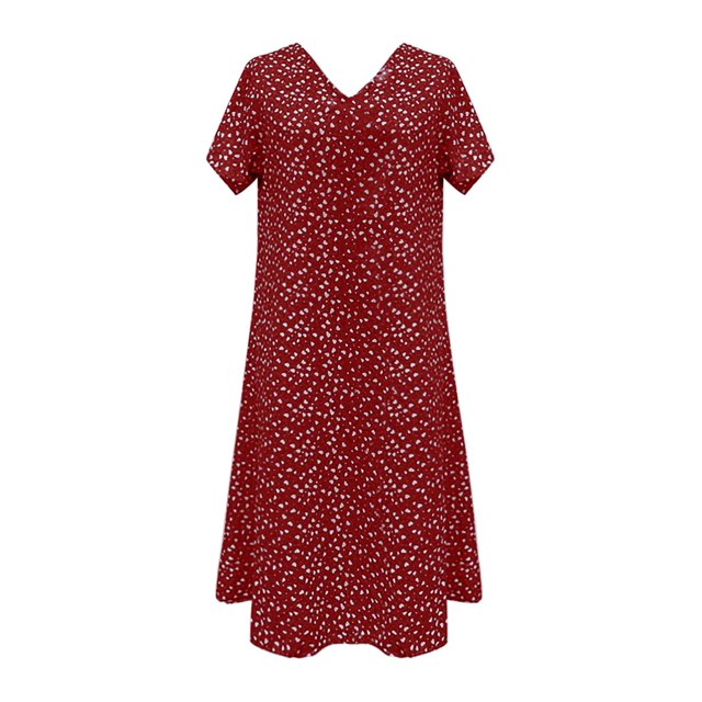 Kcodviy Été Dames Décontracté Court Femmes Automne Robe Formelle Manche Col en V Pois Robes d'Enseignante Robe à Imprimé Cœur
