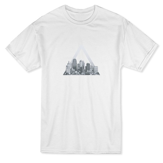 Triangles In City Skyline Design Men's White T-shirt