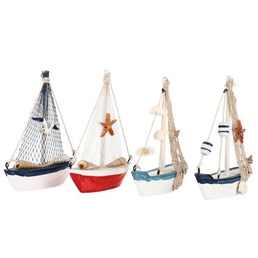 4pcs Small Sailboat Model Decorations Nautical Boat Decors Nautical Party Decors