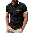thumbnail image 1 of ylioge Mens Golf Tees Short Sleeve Button Collared T Shirts Casual Color-Block Loose Comfort Pullover Relaxed Office Work Tshirts Tops, 1 of 5