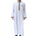 thumbnail image 2 of Birdeem Mens Muslim Robe Arab Middle Robe Long Style Long Sleeve Embroidered Standing Neck Pocket Long Shirt Fashion Casual Robe, 2 of 9