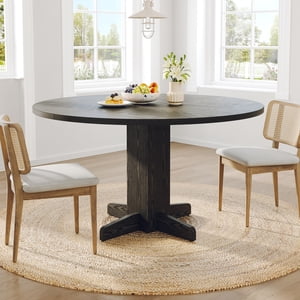 Kojooin 47 in Round Dining Table for 4, Farmhouse Wood Kitchen Table for Dining Room or Small Space Use