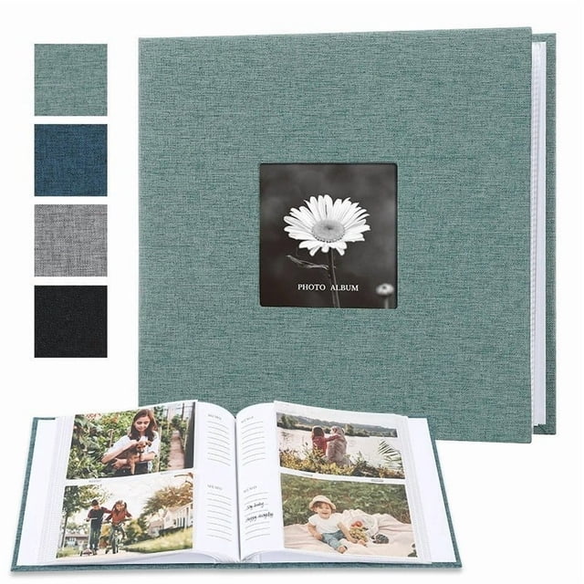 Photo Album 6" 200 Photo Album Green Scrapbook with Journaling Pages for Photos and Memories(1Pcs) Rkxzt