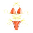 thumbnail image 3 of Qertyioot Women Bandeau Bandage Bikini Set Love Drawstring, 3 of 6