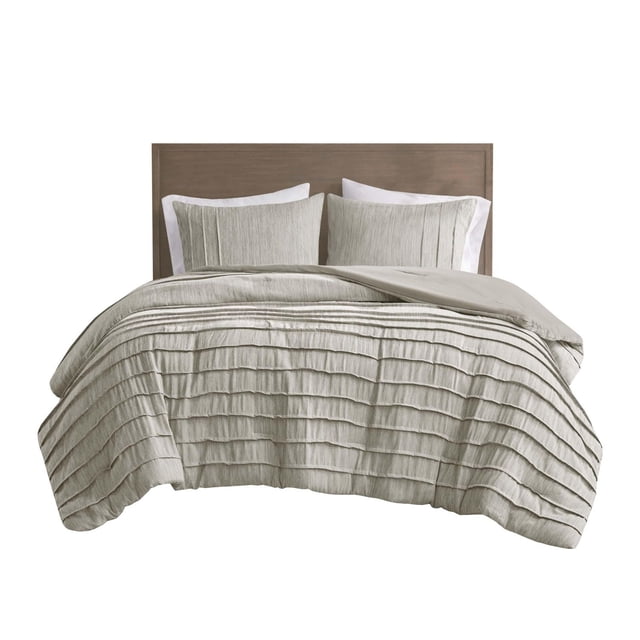 Beautyrest Maddox 3 Piece Striped Seersucker Oversized Comforter Set