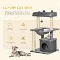 thumbnail image 3 of Grey Multi-Level Cat Tree Tower with Condo, Hammock & Scratching Post - 35.5" Tall Activity Center for Kittens & Small Cats - Living Room & Bedroom Use, 3 of 7