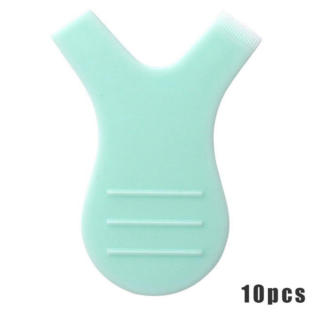 fastboy 10pcs/bag Eyelash Brushes Plastic Eyelash Lifting Perm Comb Y Shape Portable Makeup Tools, Light Green