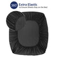 thumbnail image 4 of PiccoCasa Soft 100GSM Full Striped Bed Fitted Sheets 16 Inch Deep Pocket Black, 4 of 7