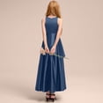 thumbnail image 4 of Robe Fille Robes Formelles Robe de Soirée Récital Performance Concours Élégante Sans Manches Filles Robe de Collation des Grades Bleu Foncé 11 Ans-12 Ans, 4 of 4