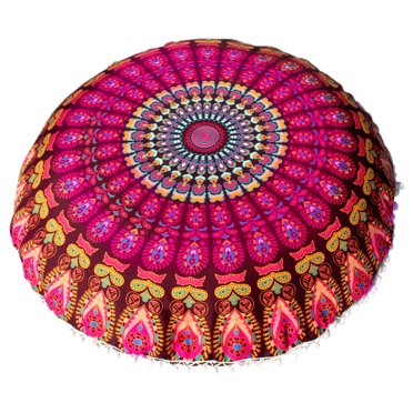 Rbaofujie Housses de Coussin Vintage Rondes Bohémiennes pour Méditation Housse de Coussin Ottoman Taie d'Oreiller Housses de Coussin Style Ferme