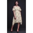 thumbnail image 2 of Bimba Yellow Bird Printed Womens Cold Shoulder Tunic Party Round Neck Shift Dress - X-Large, 2 of 6