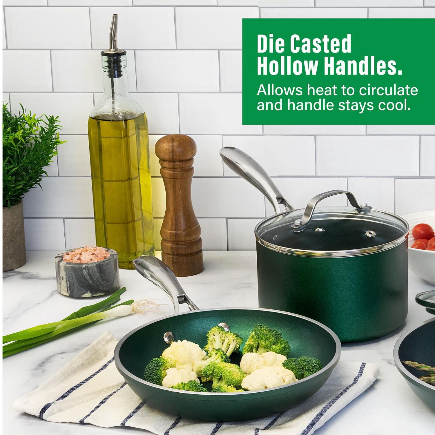 Ensemble de 20 morceaux Granitestone Diamond en aluminium émeraude antiadhésif – Batterie et moules de cuisine