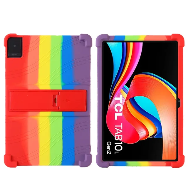 Case For TCL TAB 10 Gen 2 Tablet Safe Shockproof Silicone Stand Cover Rainbow color TCL TAB 10 Gen 2