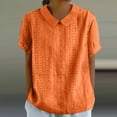 thumbnail image 2 of Timegard Womens Tops Eyelet Lapel Neck Back Button Short Sleeve Comfy Blouse Dressy Casual Tee Tops, 2 of 6