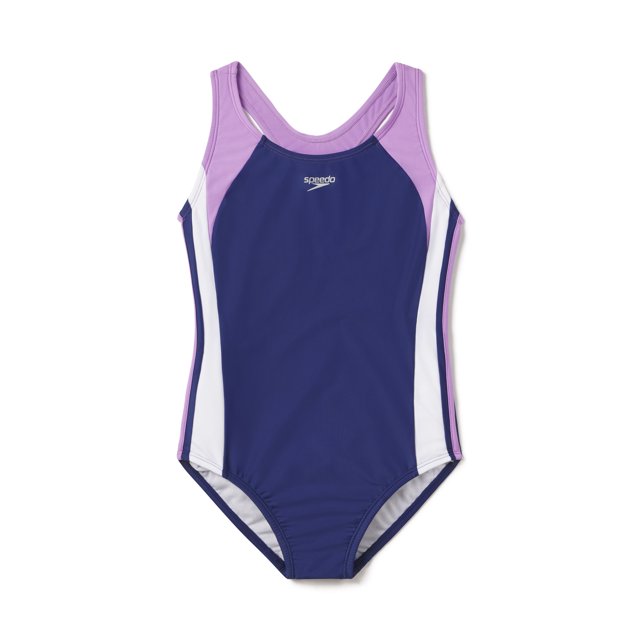 Speedo Girls Infinity Splice One Piece Thick Strap Swimsuit - Sweet Taro, Size: 10