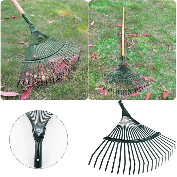 WIFKLSIIPG Rake 22 Tooth Rake Wooden Handle Dead Leaf Rake Wire Rake Garden Rake Garden Tool(without handle))