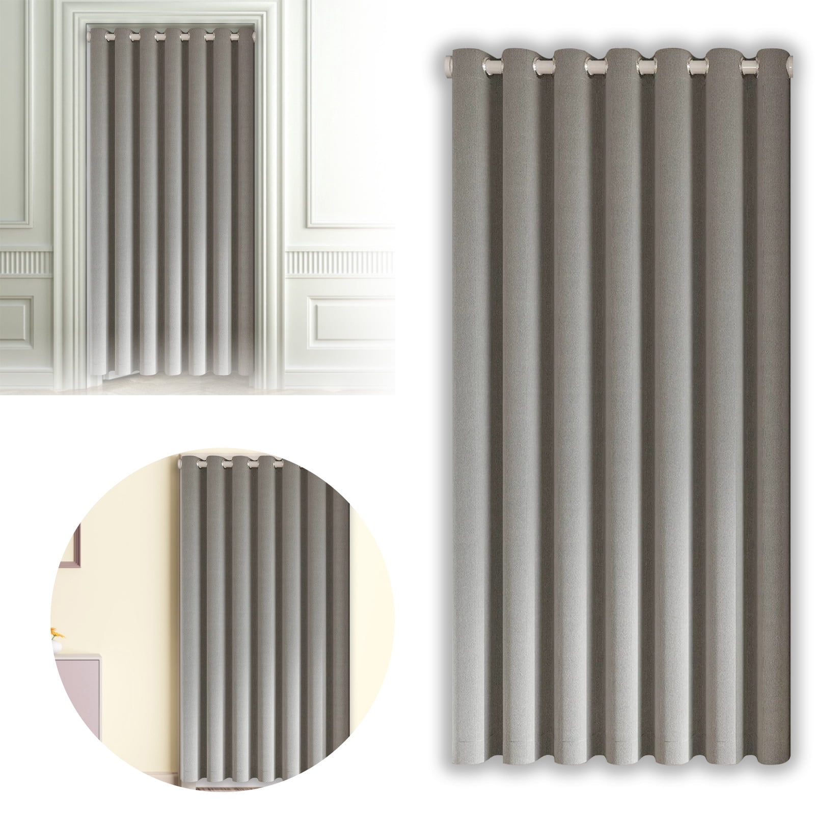 Hearth & Gear Modern Fabric Door Curtain Without Rod Thermal Insulated ...