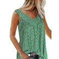 thumbnail image 1 of Innerwin Haut d'Été Col en V Débardeurs pour Femmes Imprimé Floral Boho T-Shirts Verts 4TG, 1 of 5