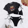 thumbnail image 4 of Kcodviy Maillot de Bain pour Femmes Européen et Short de Bikini Bikini Deux Pièces Imprimé Trois Pièces avec Short et Manches Filet Rouge Écran Solaire Ensemble Court Maillot de Bain pour Femmes Liage Maillot de Plage, 4 of 8