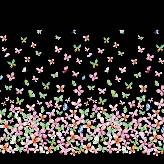 Soimoi Black Cotton Cambric Fabric Insect Panel Print Fabric by The Yard 56 Inch Wide
