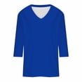 thumbnail image 4 of HKEJIAOI 3/4 Chemises Manches pour Femmes Col Rond Imprimé Floral Blouse d'Été L, 4 of 5
