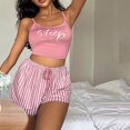 thumbnail image 2 of B91xZ Pyjama pour Femmes, Manches Courtes, Satin Doux, Chemise Boutonnée, Tenue de Détente, Ensemble de Pyjama 2 Pcs avec Shorts, Rouge Melon D\'eau 3TG, 2 of 5
