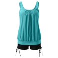 thumbnail image 4 of Womens 2 Piece Swimsuits Solid Color Stylish Ruffle Tankini Tops with Boyshorts Navy Bathing Suits for Women XXL, 4 of 6
